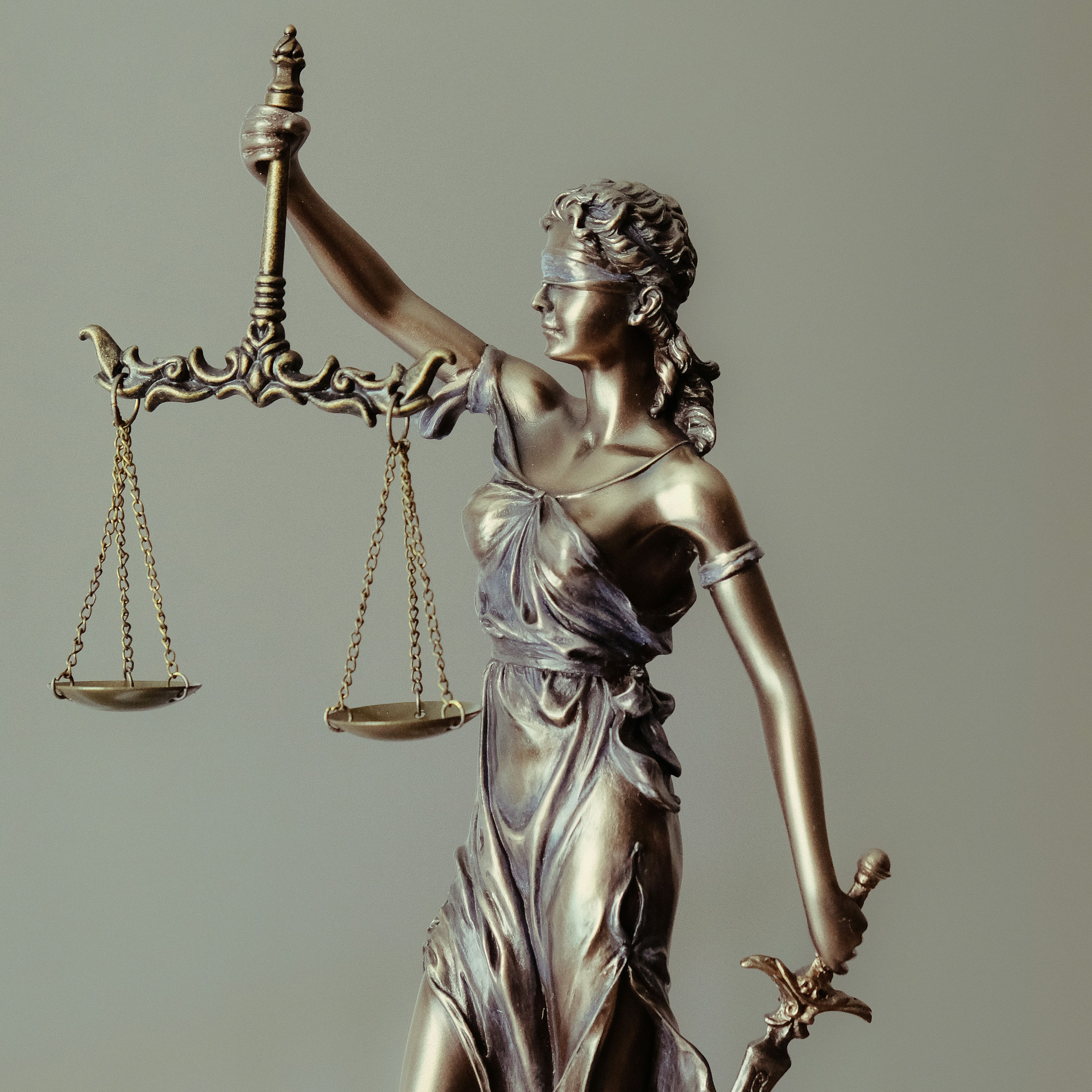 Woman holding Scales of Justice Bronze Figure